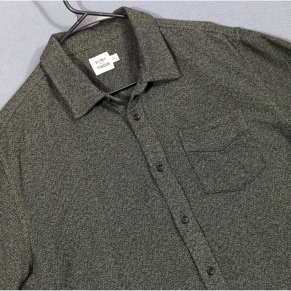 Flint And Tinder Flannel Architect Shirt Men's L Green Long Sleeve Button Up